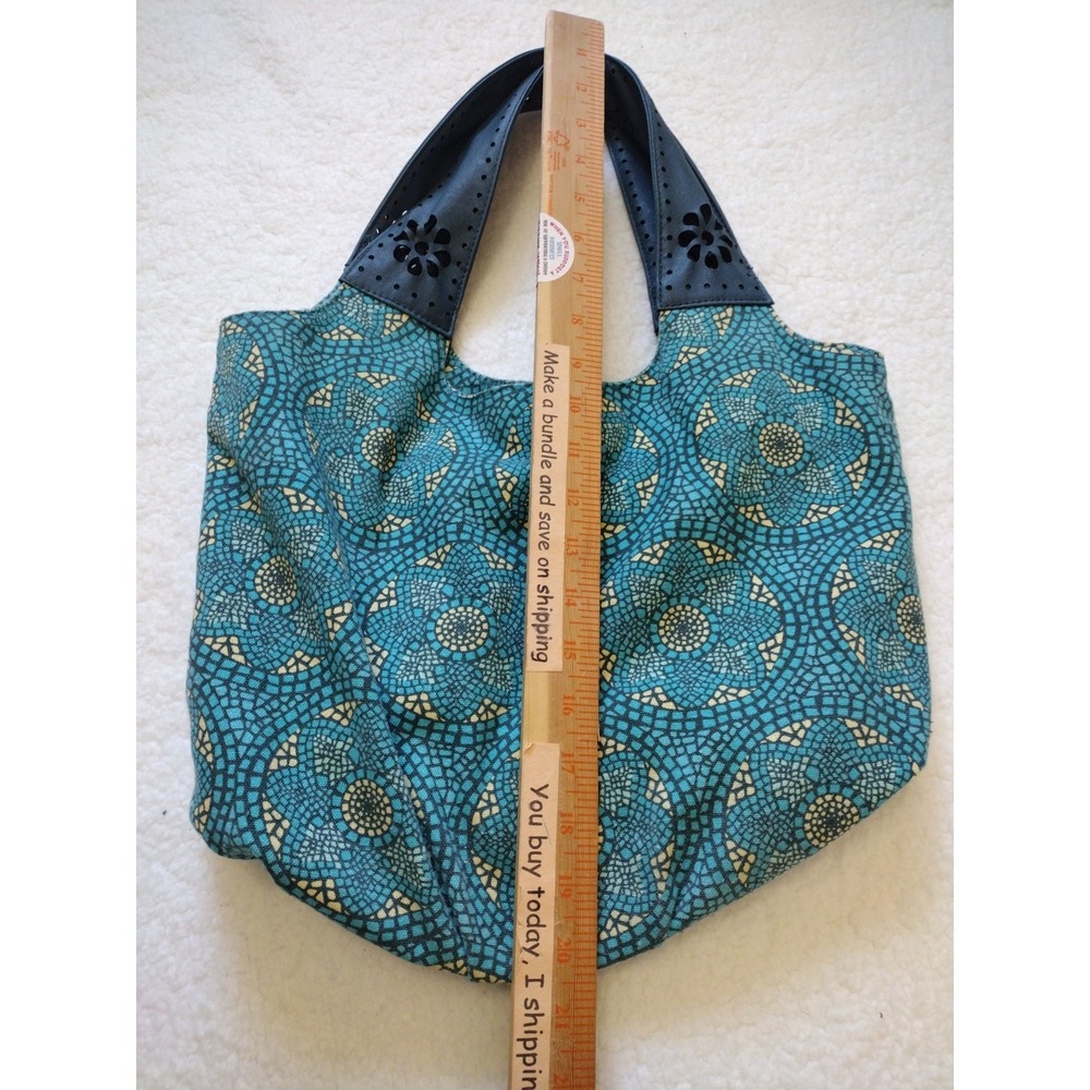 Xhilaration Shoulder Bag Woman's Medium Blue Boho Geometric‎  Faux Leather Strap - Picture 6 of 9